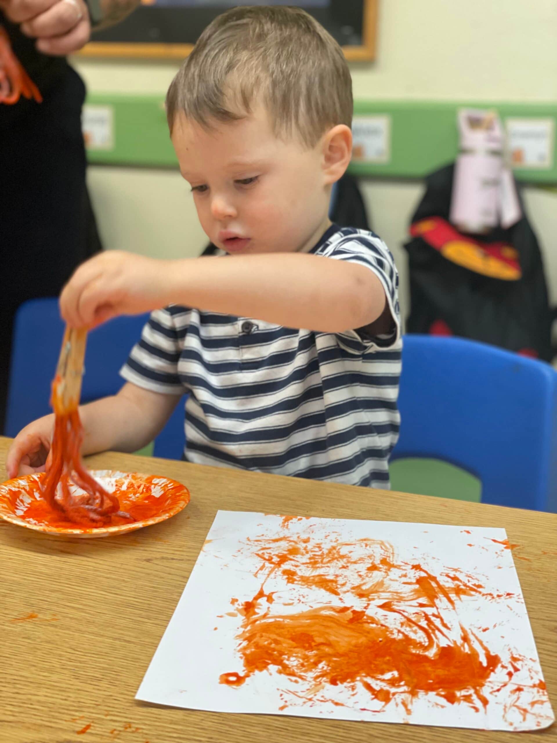 Art Project two year old, daycare, painting, hands on, play based