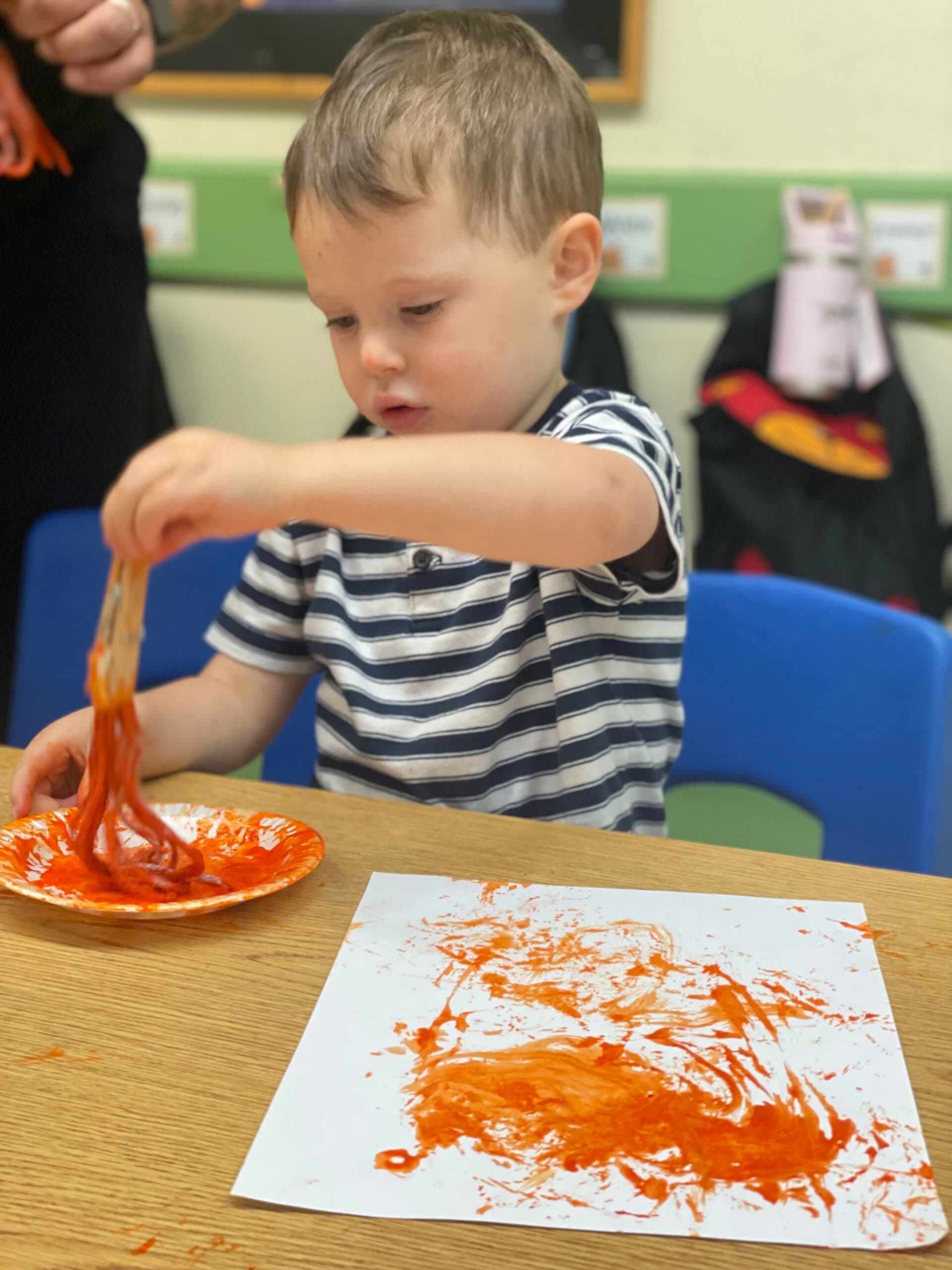 Art Project two year old, daycare, painting, hands on, play based