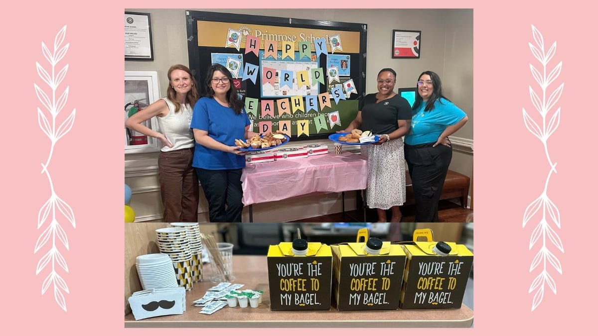 Happy World Teacher’s Day - - Primrose at Waterside Estates - Education - Coffee and Breakfast- Best Early Learning Childcare Center #1 Early Learning School McNeill Elementary School Frost Elementary School Adolphus Elementary School Oakland Elementary School 77406 Harvest Green Long Meadow Farms Waterside Estates Pecan Grove Waterview Fieldstone Aliana Richond, Texas McCrary Meadows Texana Plantation Lakes of Bella Terra Grand Parkway Foster High School Travis High School