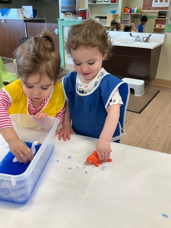 Toddlers playing with water at Primrose Jerome
