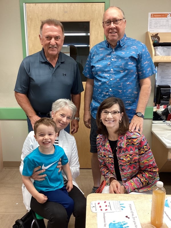 A students pictured for four of his grandparents at our annual Grandparents' Day.