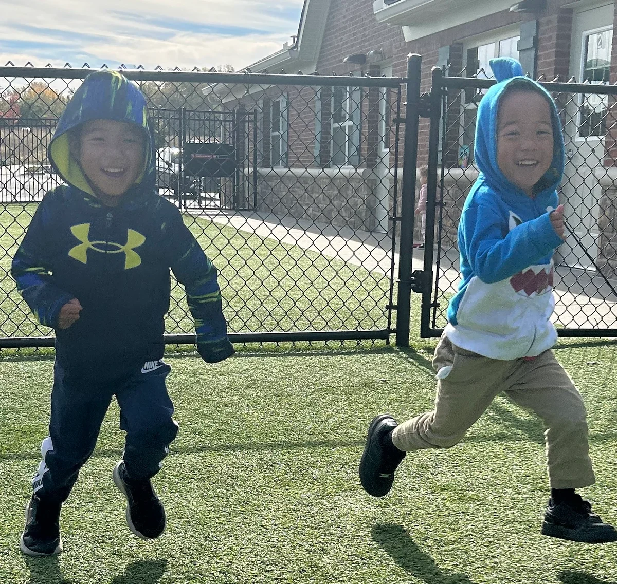 Children running outside