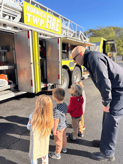 Preschool, Private Pre-Kindergarten, and Transitional Kindergarten Classrooms learned about Fire Safety with the local Fire Department