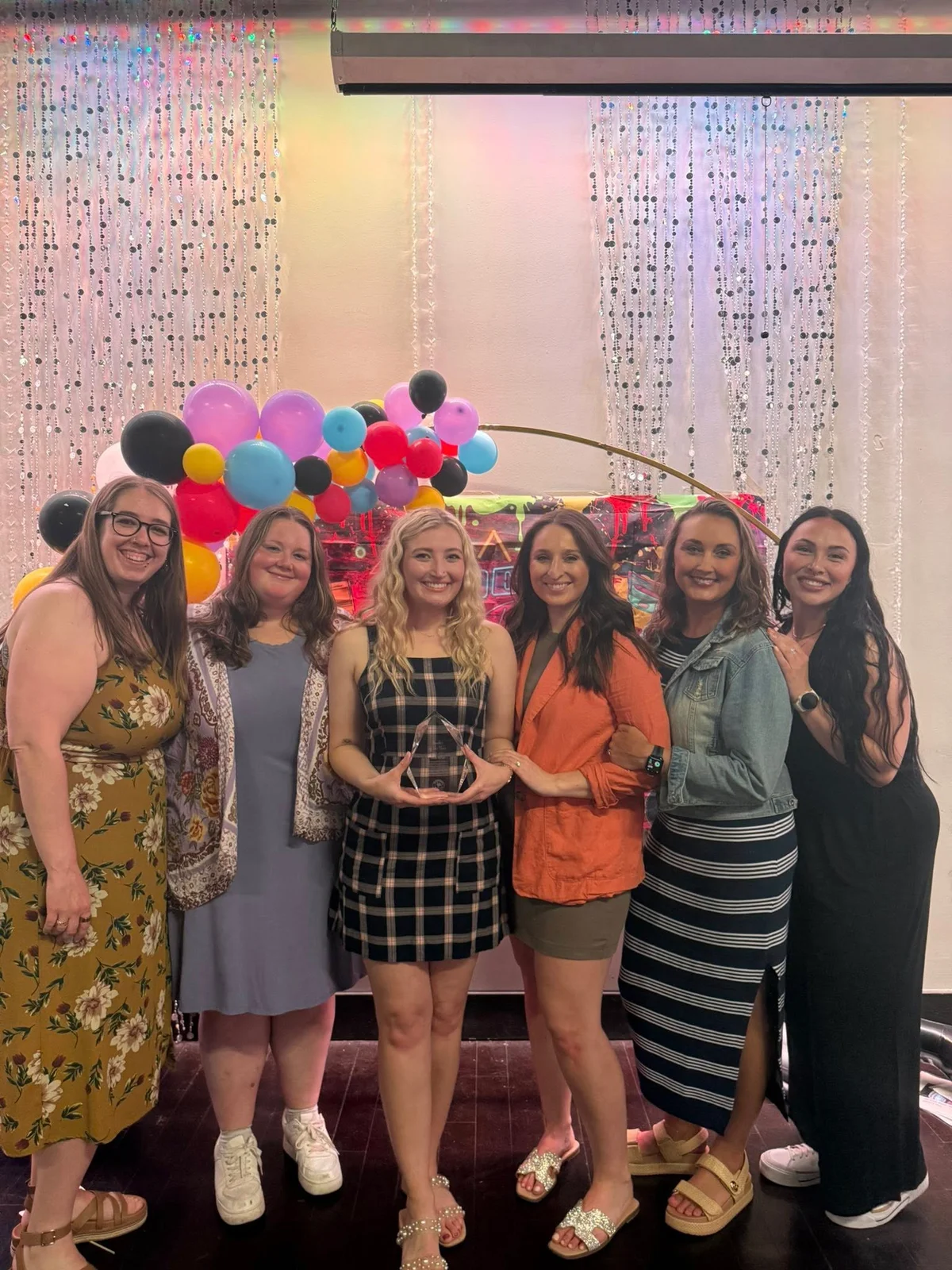 Leadership Team Members, Teacher of the Year Award Winner, and Owner, Katie Stichler at our annual Teacher Appreciation Dinner