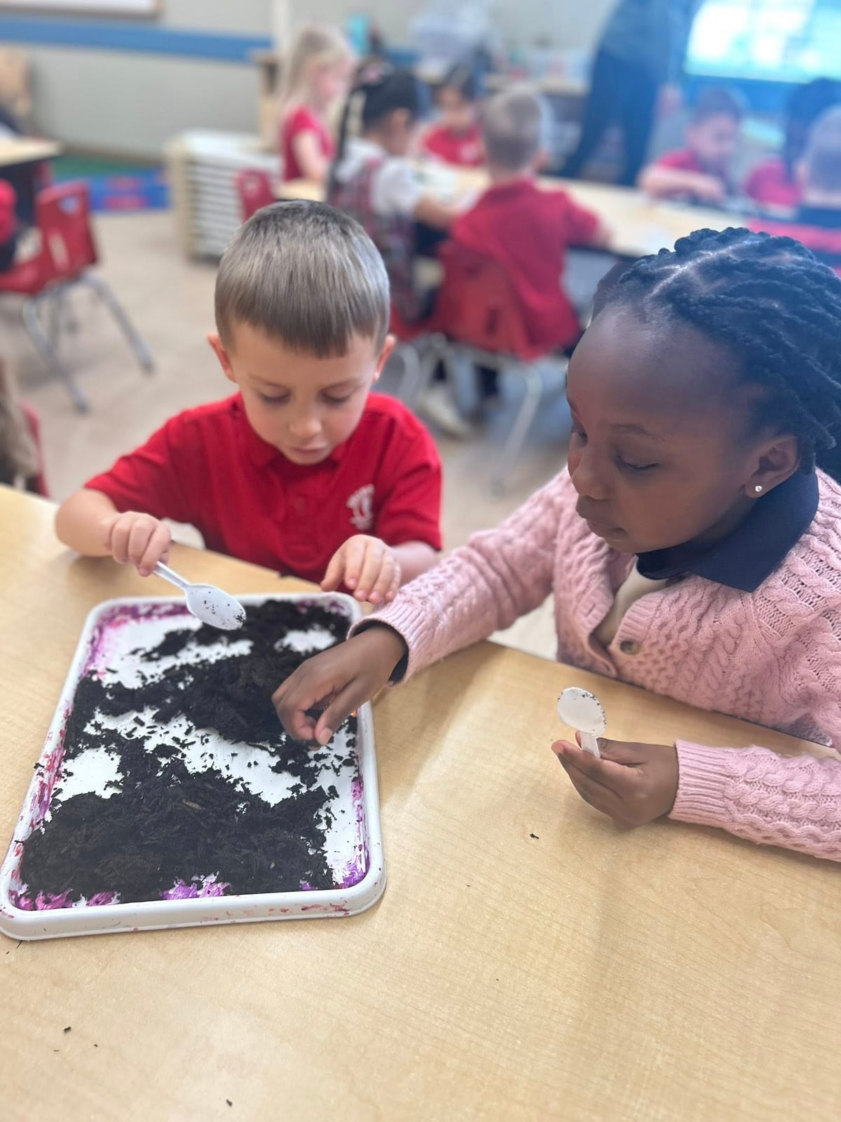Children exploring soil