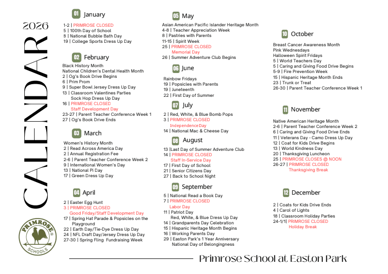 2026 School Calendar
